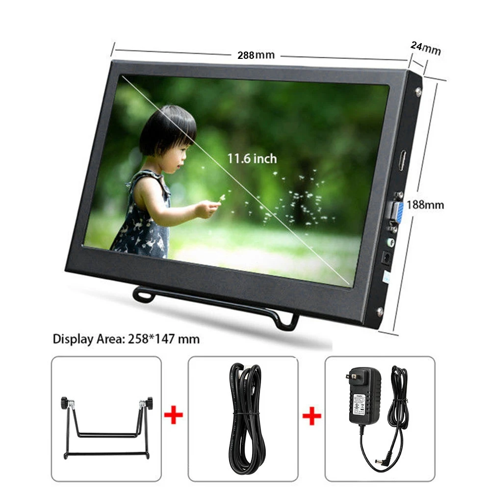 

Portable 11.6 Inch Screen 1366x768 HDMI Monitor for PS3/4 Suit for Xbox360 Raspberry Pi Windows 2019 New