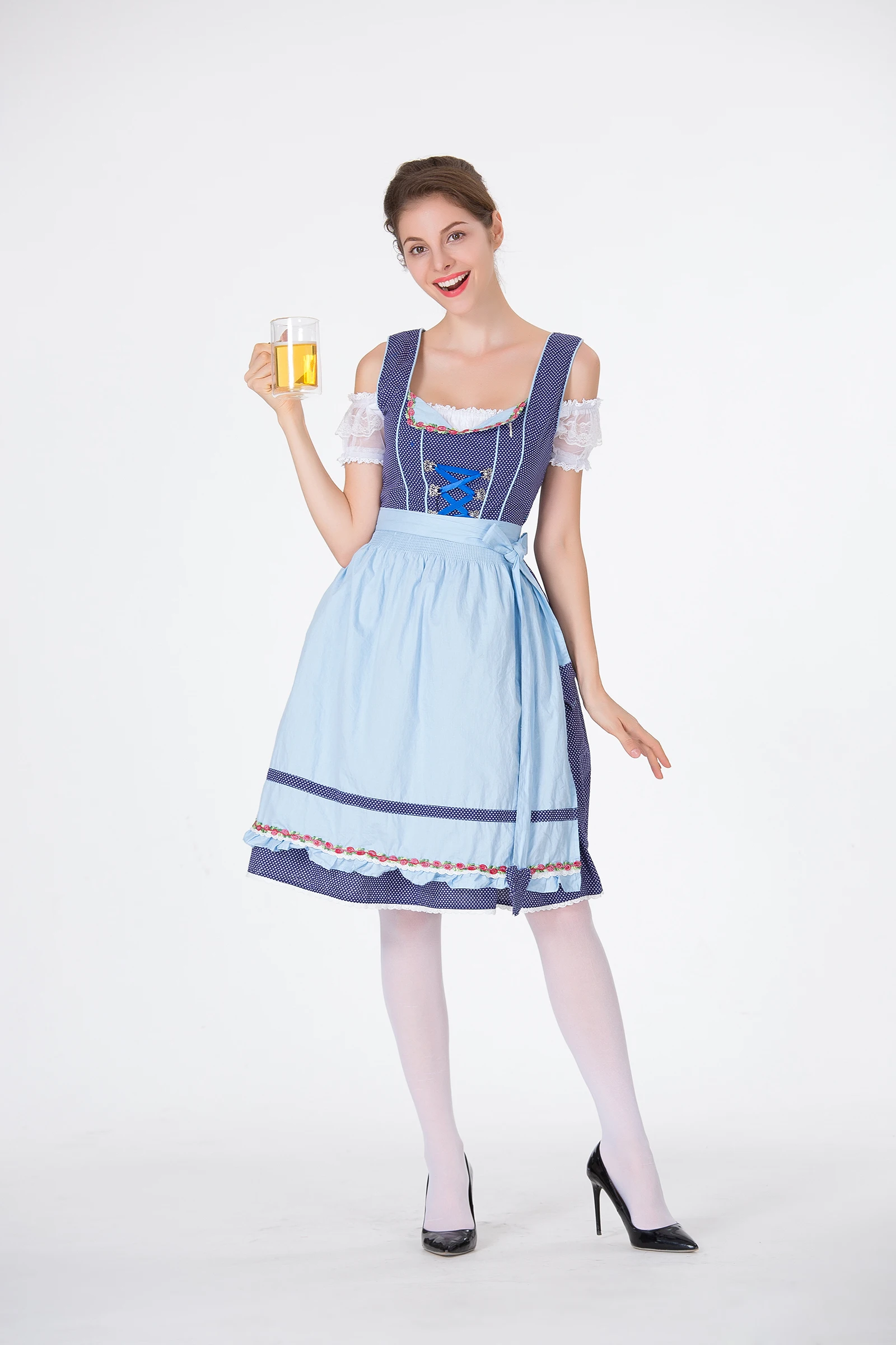 High Quality Adult Female Oktoberfest Maid Costume Cosplay Beer Girl Uniform Bavarian Dirndl