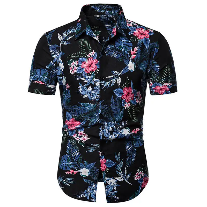

2019 Men Shirt Summer Style Print Beach Hawaiian Shirt Men Casual Short Sleeve Hawaii Shirt camisa masculina Men shirt 8 colors