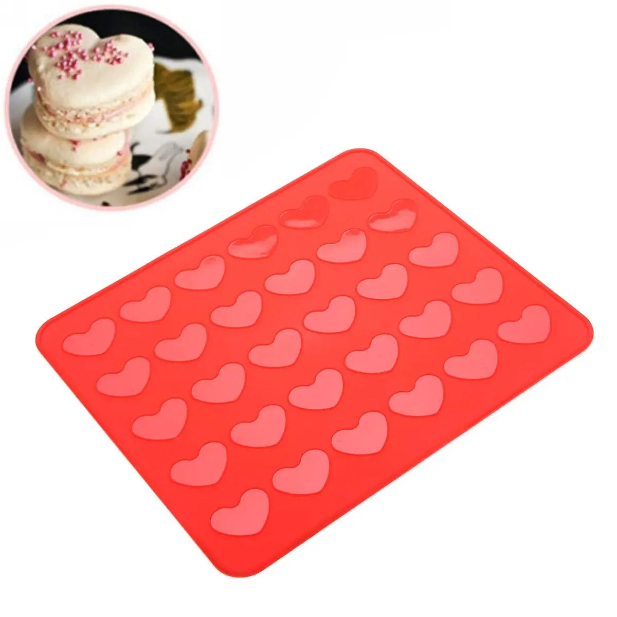 

Reusable Silicone Macaron Cake Mold Heart Shaped Pastry Oven Baking Mould Sheet Mat DIY Mold Baking Mat Kitchen Baking Tools