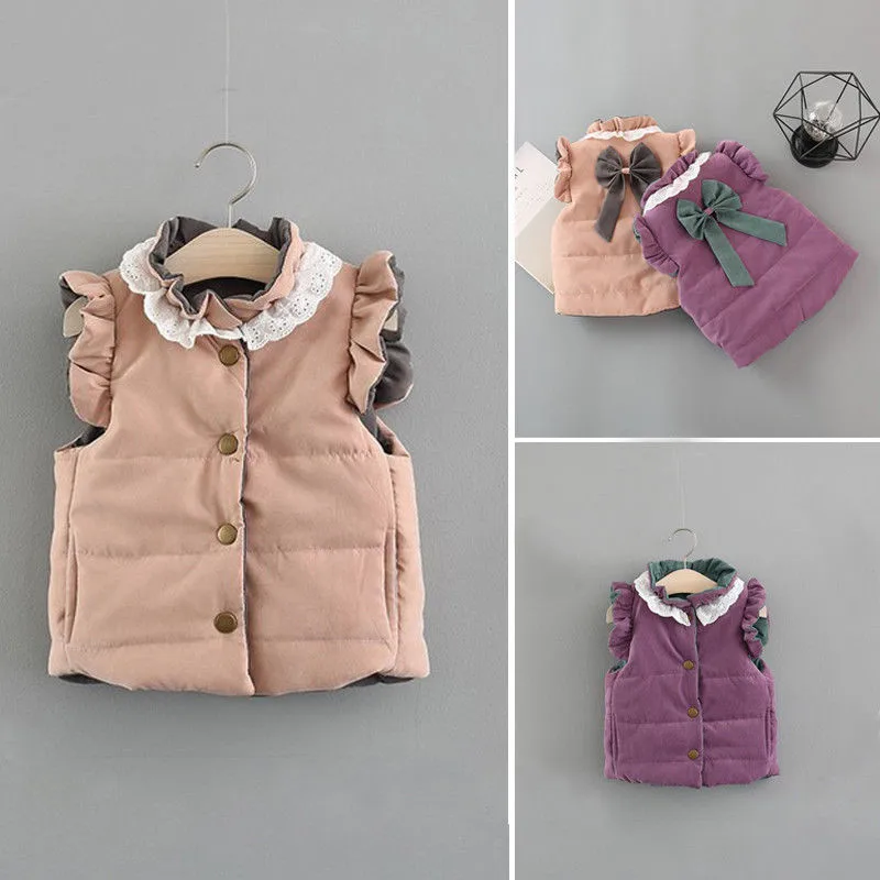 

PUDCOCO Newest Toddler Girl Lace Sleeveless Outerwear Puffy Baby Coat Vests Autumn&winter Warm Kids Girls Waistcoats 0-4Y