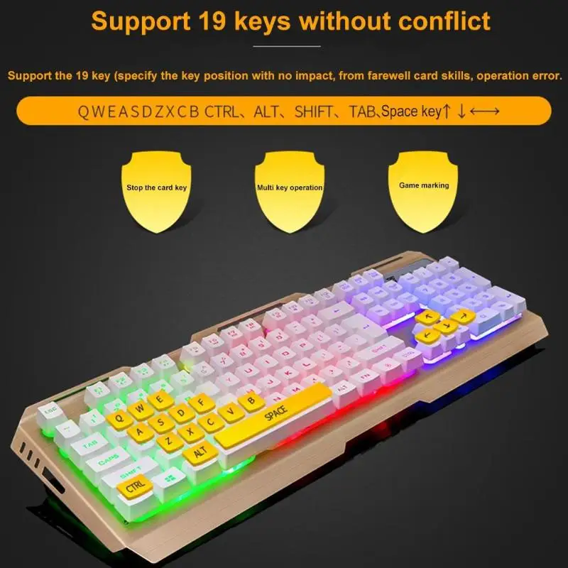 V1 USB Проводная игровая клавиатура и мышь светодиодная подсветка Klavye мыши для