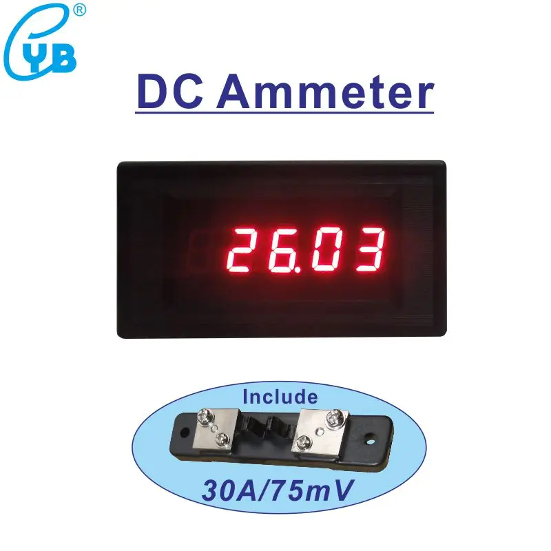 0.4''LED Digital Ammeter DC 30A Current Meter Include Shunt 30A/75mV DC