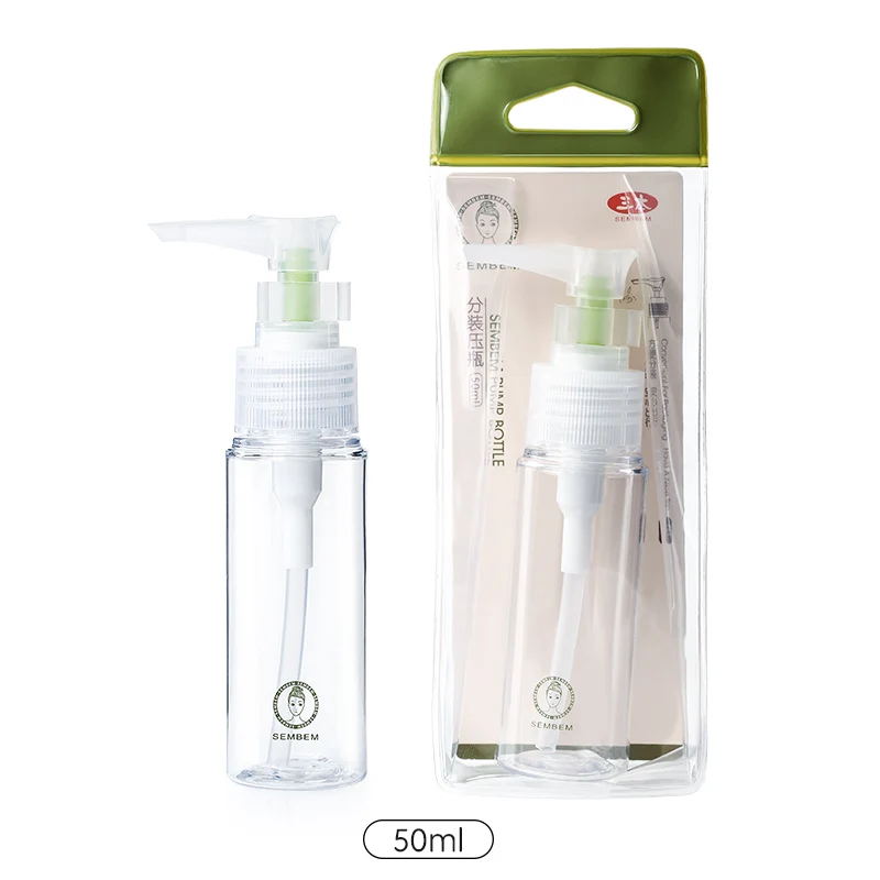 

SEMBEM 50ml Eco-Friendly PET Empty Cosmetic Containers Plastic Pump Bottle Shampoo lotion Refillable Bottles Travel Container