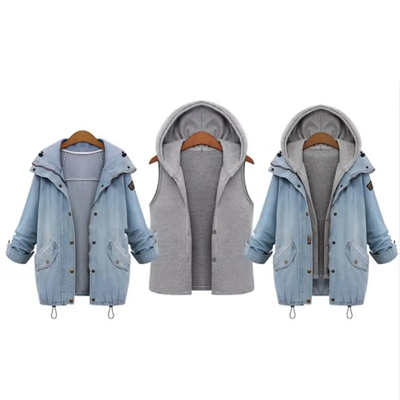 Комплект из двух предметов, костюм, пальто большого размера, куртка, подходит для женщин, модные пальто, куртки, джинсовый стиль, зимний теплый кардиган, верхняя одежда