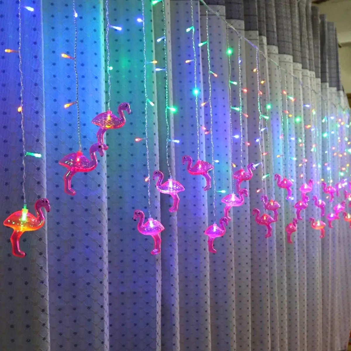 

3.5m LED Lcicle String Lights Flamingo Christmas Fairy Lights Garland Outdoor Home Curtain Lamp For Wedding/Party/Curtain/Garden