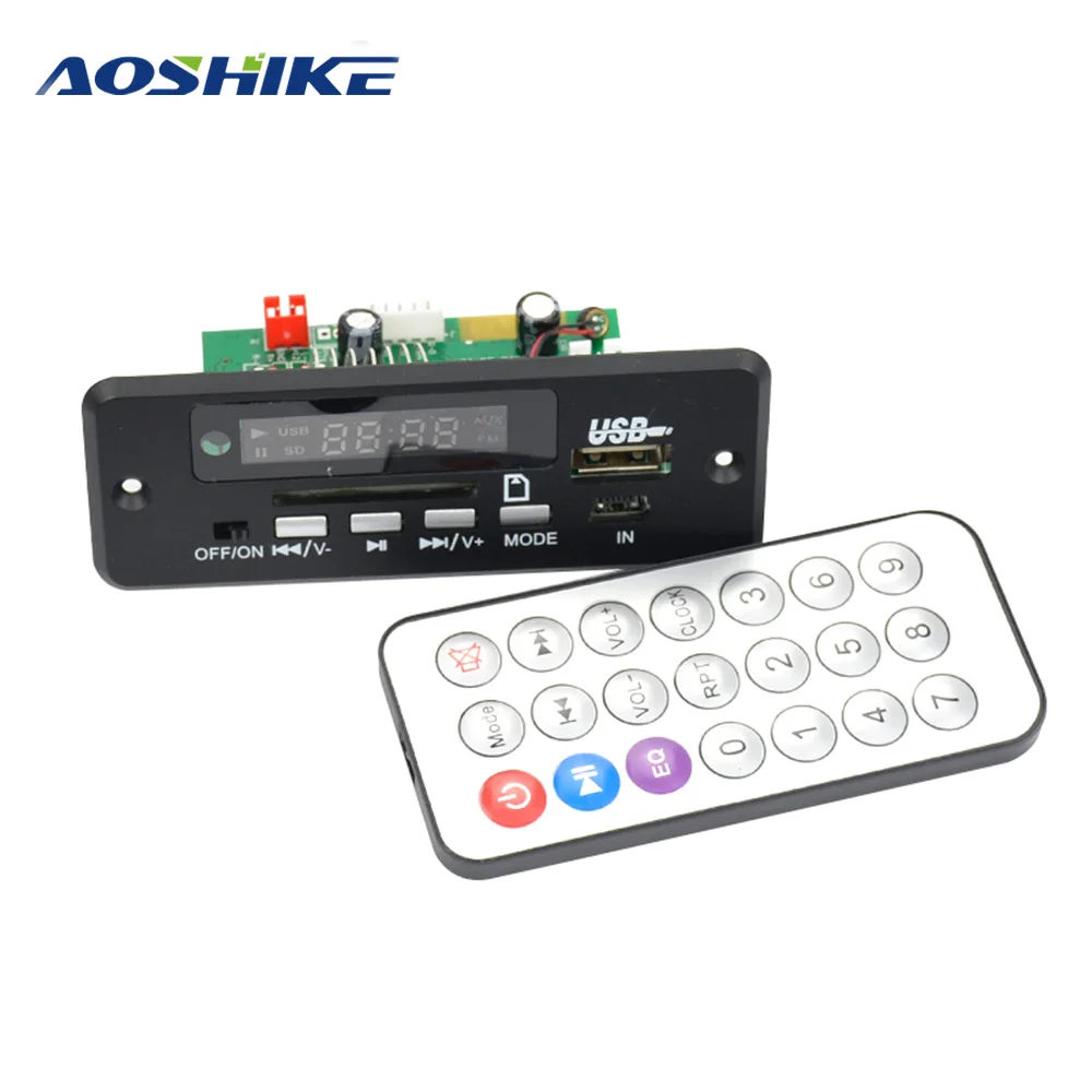 

AOSHIKE 12V Bluetooth MP3 WAV audio decoder board with switch AUX 5P board hands-free calling