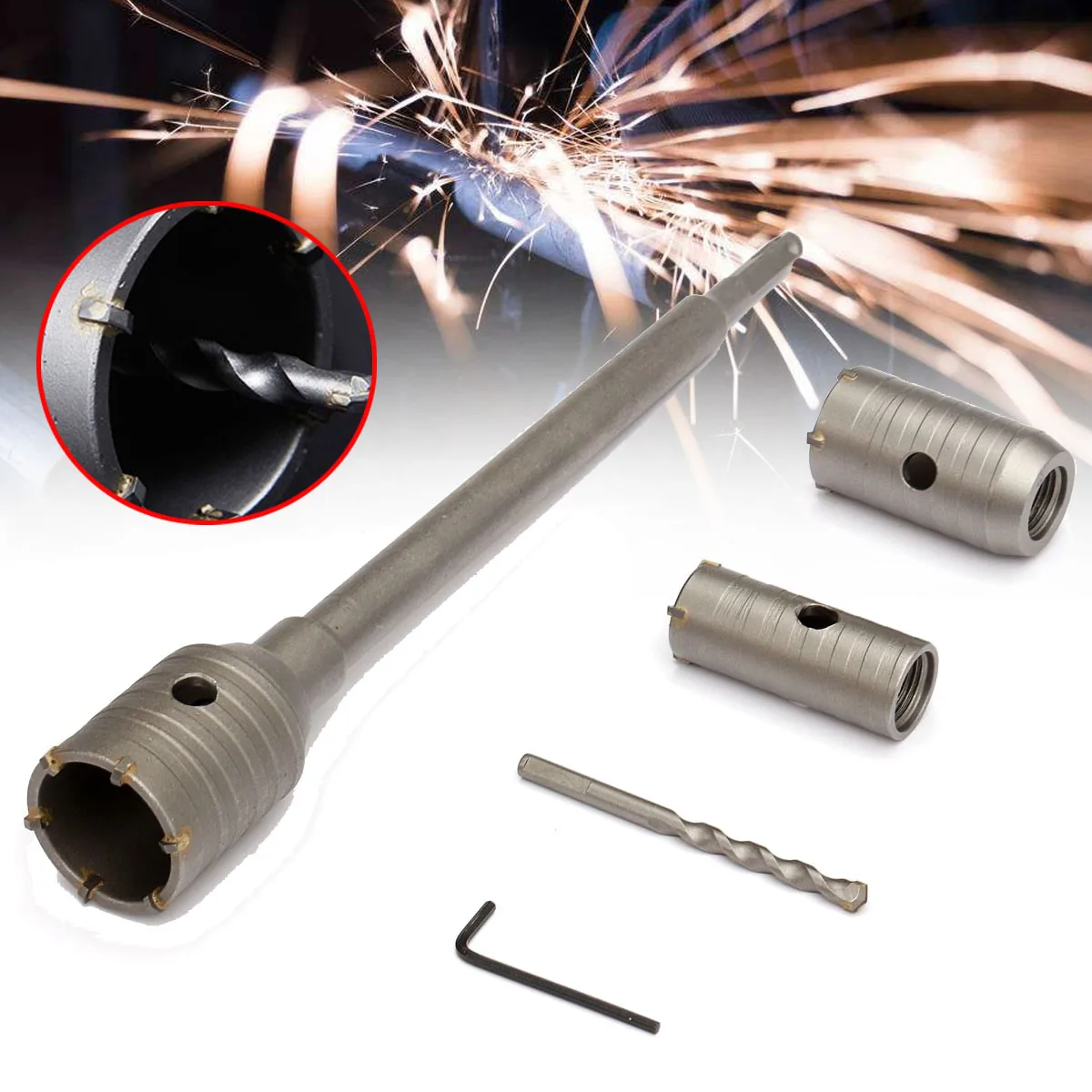 3pcs 30/40/50mm SDS Plus Shank Hole Saw Cutter Concrete Cement Stone