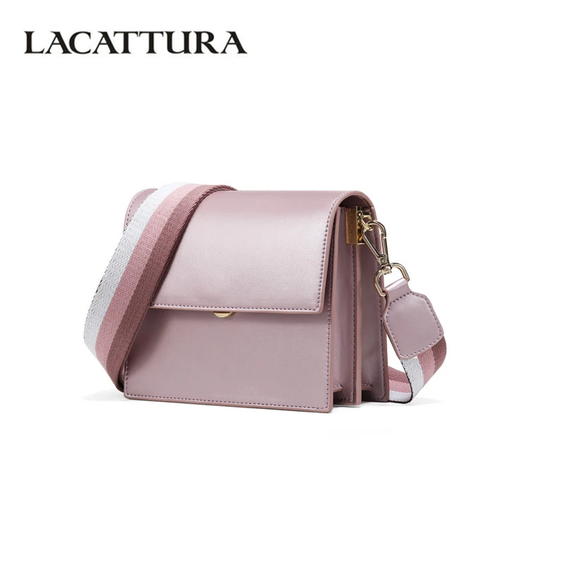 

LACATTURA 2019 Women Small Flap Handbag Ladies Fashion Shoulder Bag Designer Crossbody for Girls Messenger Organ Bag Wide Strap