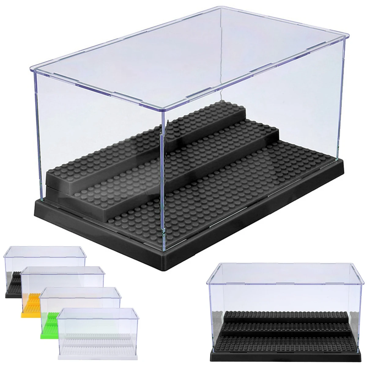 1pc 3 Steps Display Case/Box Dustproof ShowCase Gray Base For LEGO