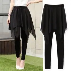 Для женщин леггинсы для мода поддельные юбка карандаш из двух частей брюки девочек Женский плюс размеры дна