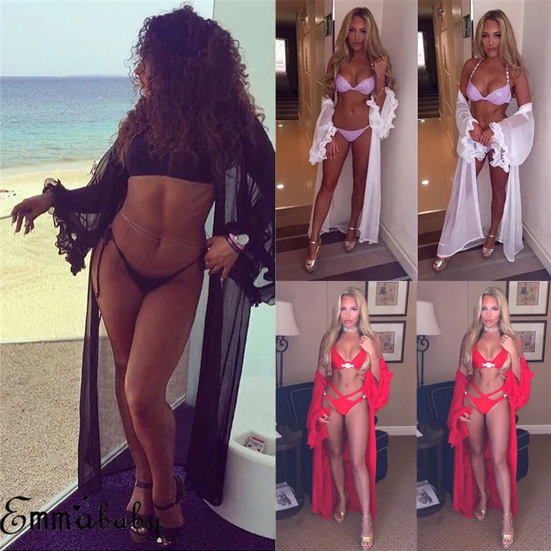 

GLANE Womens Loose Kimono Cardigan Boho Beach Bikini Cover Up Top Long Lady Hot Swimming Coat