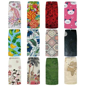 

Summer 3d Number Printing Skirt Pencil Skirt Women Vertical Printed Bright Color Skirts