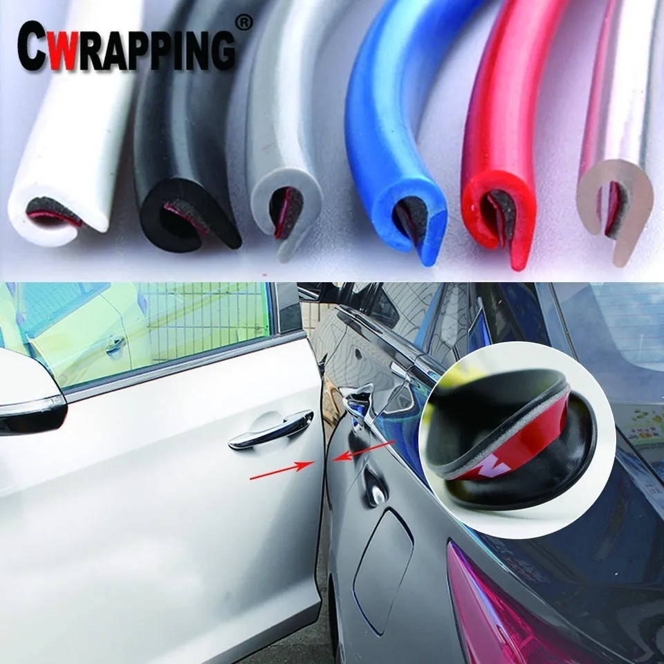 4Pcs//set#silver car door edge guard strip protector anti-collision trim stick MO