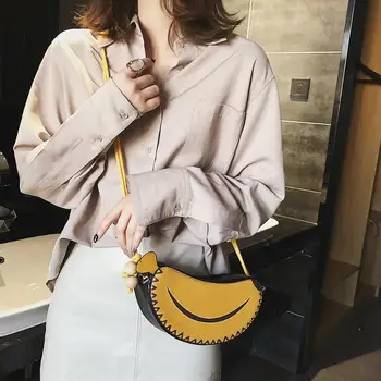 

Fashion Creative Girls Cartoon Banana Shaped Shoulder Bags Satchel Personality Crossbody Bags for Women