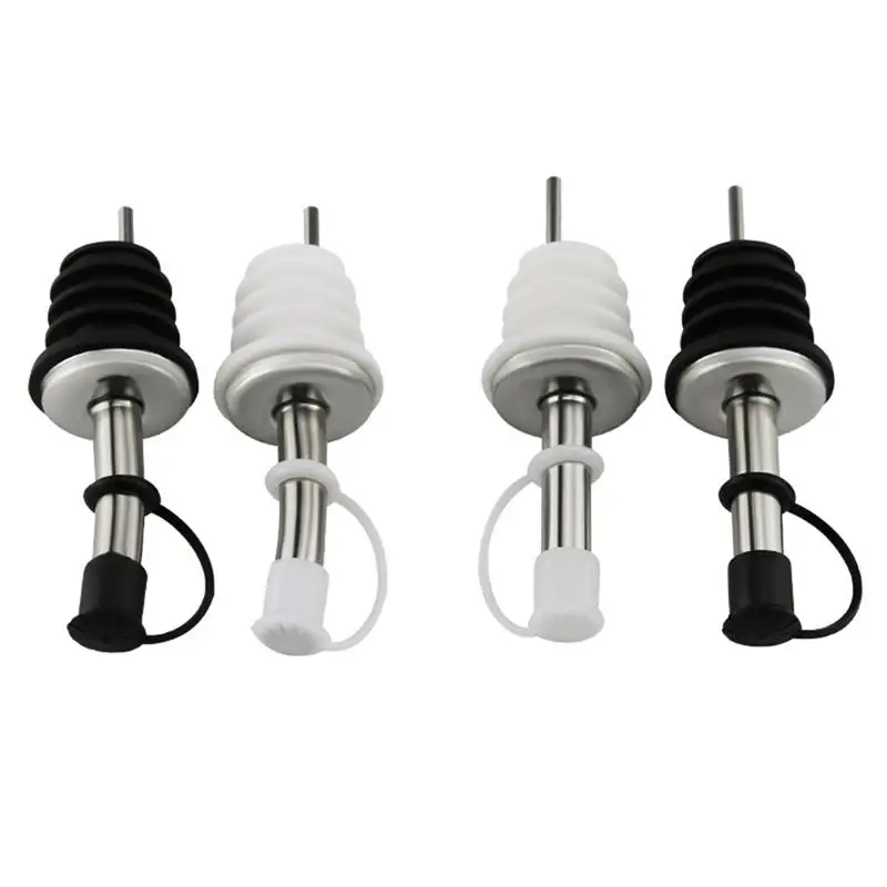 

4 Pcs Stainless Steel Wine Pourers Dust Covers Olive Oil Liquor Bottle Pour Spout Cover Rubber Caps