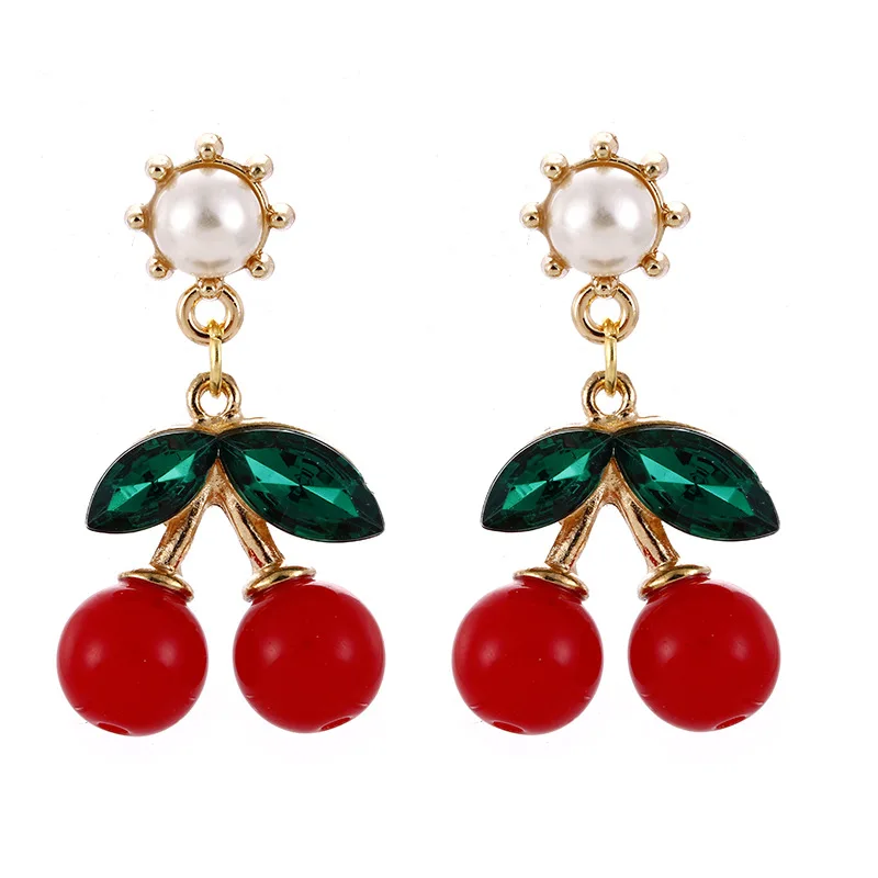 Red Cherry Fruit Women Girls Earrings Jewelryin Drop Earrings from Jewelry & Accessories on