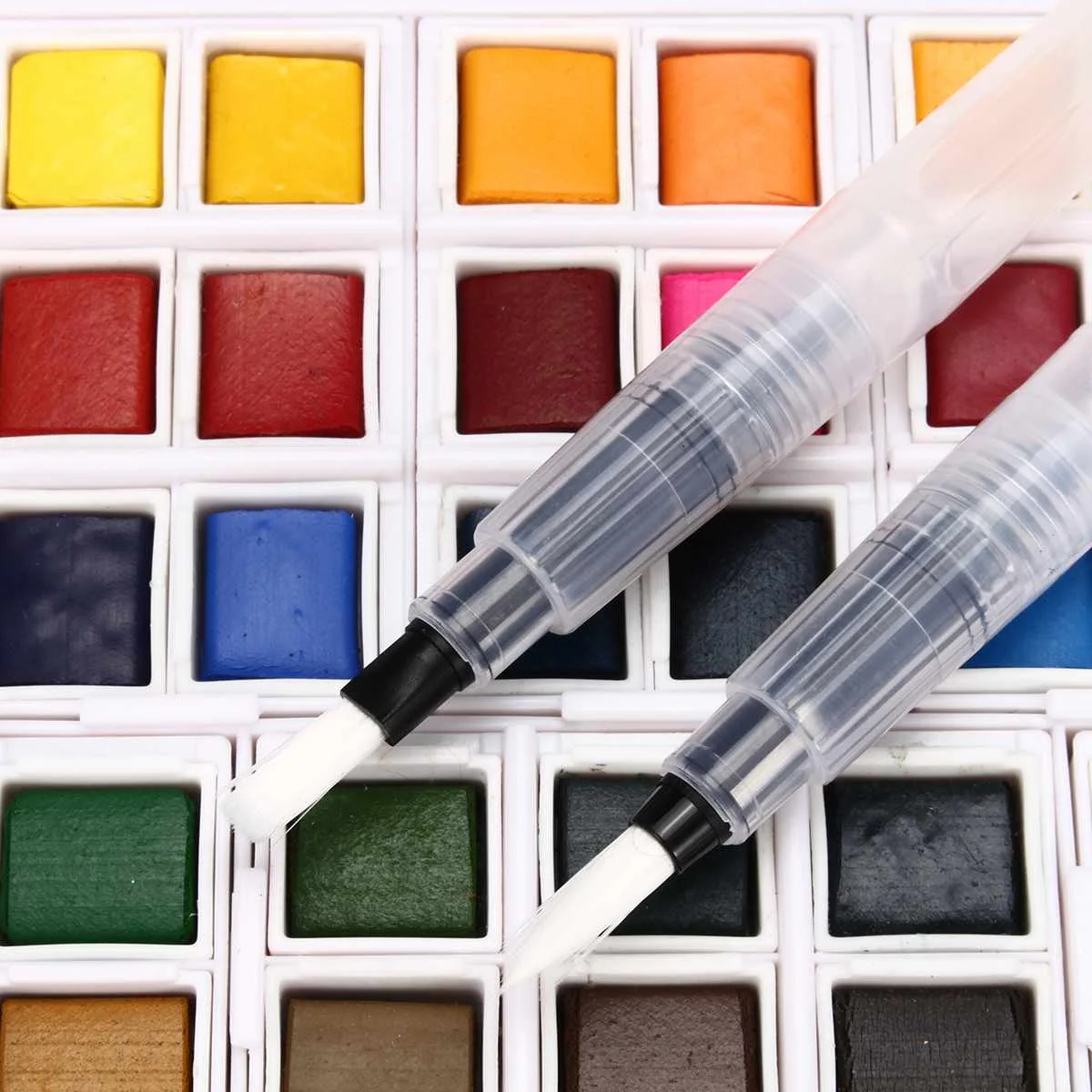 

12/18/24/30/36/40/48 Colors Portable Travel Solid Pigment Watercolor Paints Set With Water Color Brush Pen For Painting Art