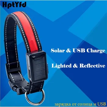 

Advanced LED Dog Collar Luminous Leash Set Solar & USB Rechargeable Light Reflective Nylon Collar Flashing Outdoor Training