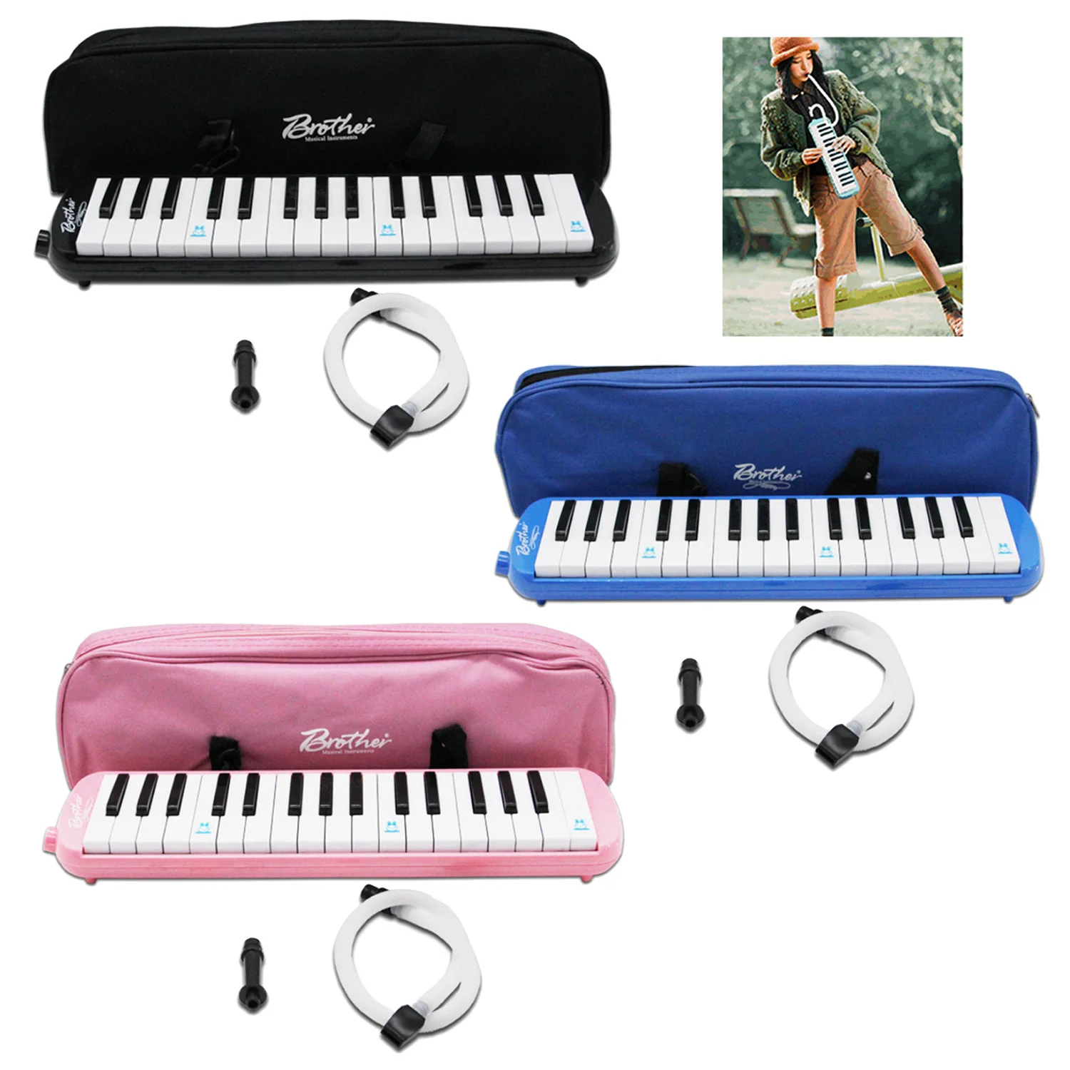 32-Key melodica Melodion музыкальный инструмент Начинающий гармоника с Blowpipe мундштук труба ткань Оксфорд сумка Клавиатура Чехол игрушка