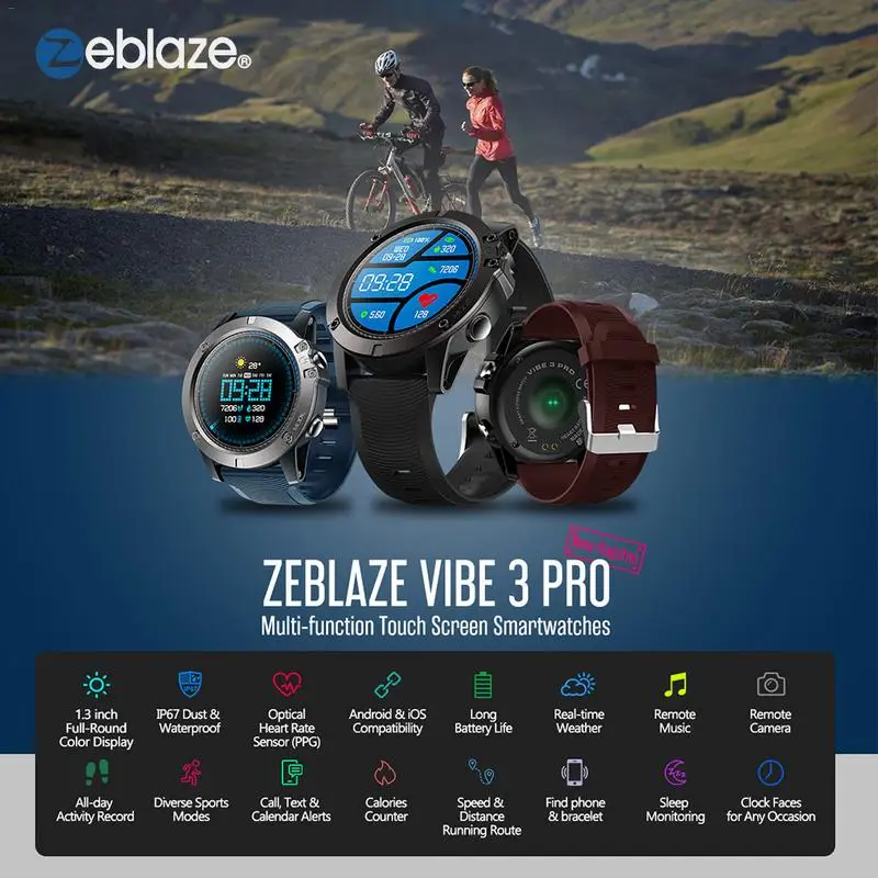 Zeblaze VIBE 3 PRO, Смарт-часы, цветной экран, браслет, пульсометр, фитнес-трекер, умная электроника, браслет