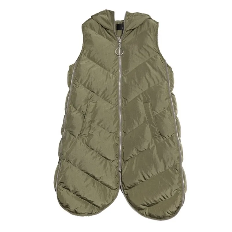 CHICEVER 2018 Winter Waistcoat For Women's Vest Female Gilet Hooded Asymmetric Hem Women's Sleeveless Jacket Fashion Casual Tide