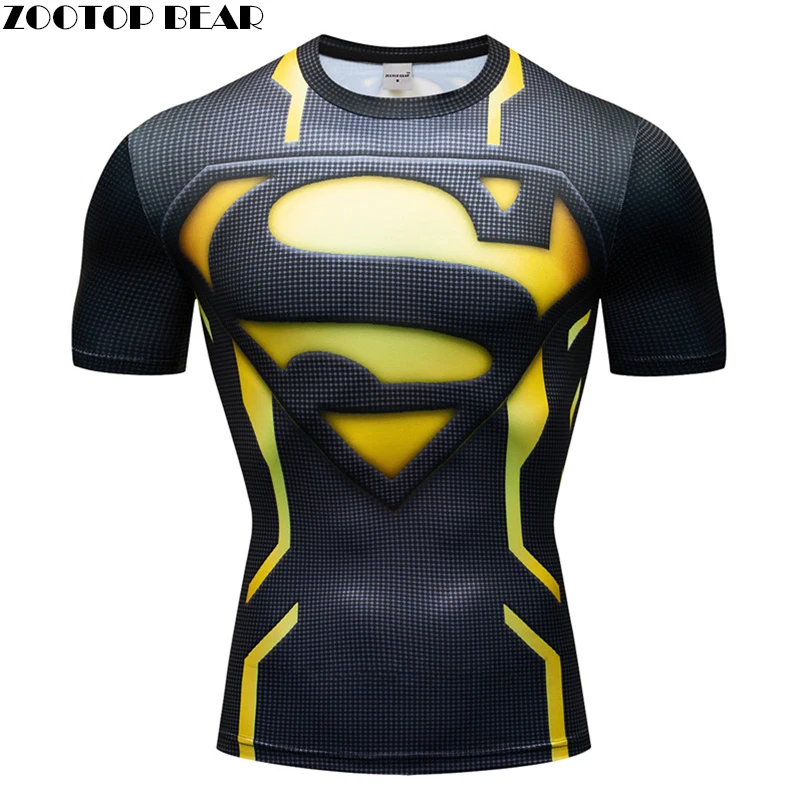 

Superman 3D t shirt Men Compression Short Sleeve T-shirt Top Bodybuilding Fitness Male Tshirt Homme Anime Superhero Tee