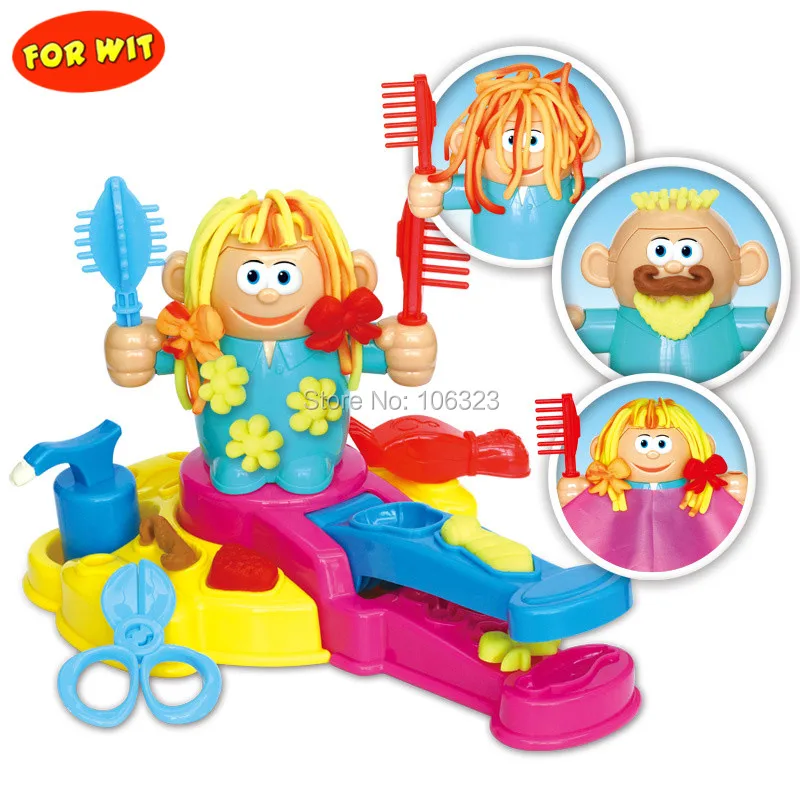 

New Fashion Hairdresser Colour Clay Toys, Hair Grow/Design/Cut/Comb Plasticine and Tool Kit, DIY Playdough Molding, Girl's Favor