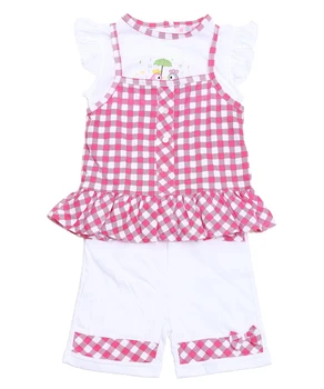 

2019 Fashion Baby Girls Clothing Set Toddler Girl Wear 3 Pieces Outfit Dress Vest with Printing in 100% Cotton