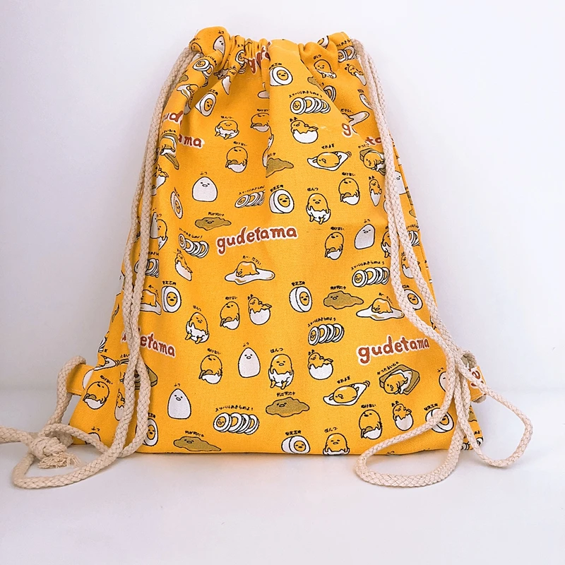IVYYE Gudetama Fashion Canvas Backpacks Cartoon Drawstring Backpack