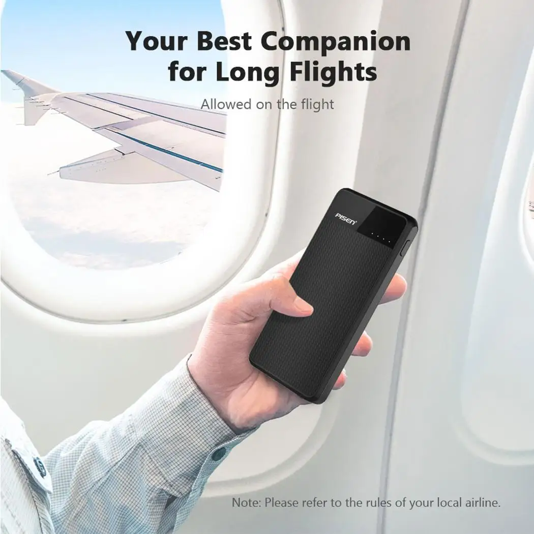 PISEN Slim Power Bank 10000 мАч ультра тонкий двойной выход Smart 2.1A Быстрая зарядка Powerbank