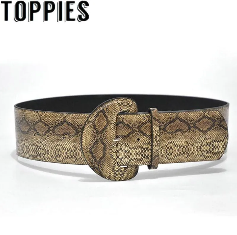 2019 de las mujeres de invierno de piel de serpiente cinturón ancho de cuero hebillas fiesta Sexy serpiente estampado serpiente cinturón ceinture gran femme