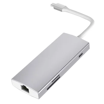 

7 in 1 Multifunctional Multi-port Type-C Adapter Interface High Speed USB 3.0 LAN Data/TF Card Reader Charging Port for Laptop