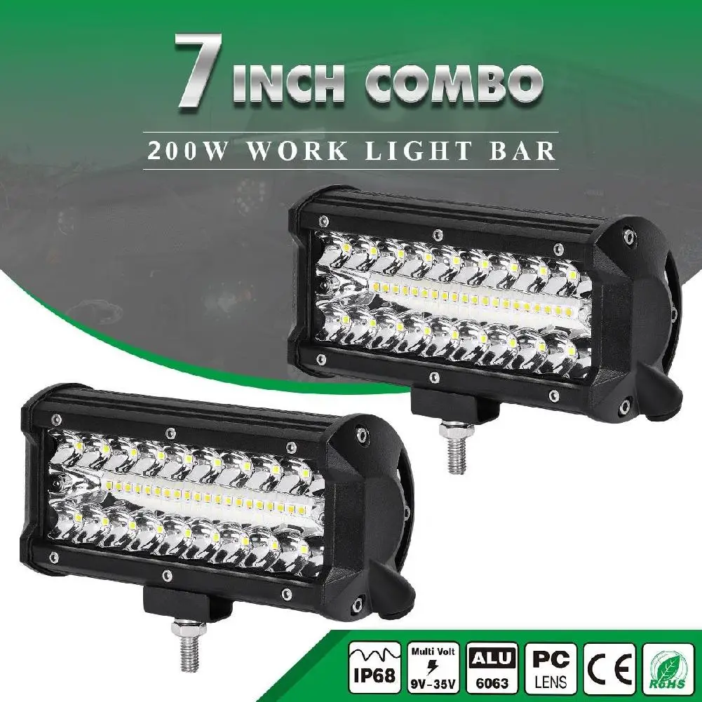 

LumiParty 7inch 200W LED Work Light Bar Flood Spot Beam Offroad 4WD SUV Driving Lamp 400 LED Pods 6500k working light r30