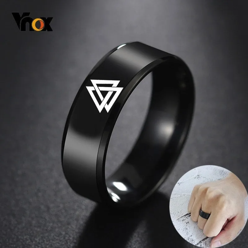 

Vnox Viking Rune Ring for Men Custom Engraving Image Stainless Steel Light Nordic Male Anel Mythology Amulet Jewelry