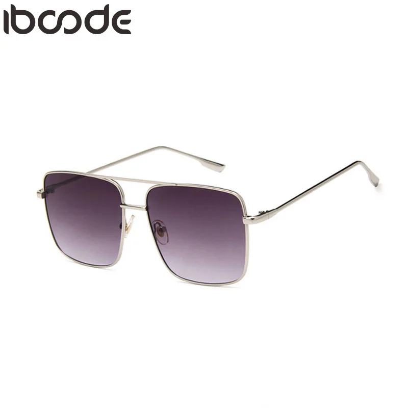 

iboode Oversized Square Adult Sunglasses Women Fine Thin Metal Frame Sun Glasses Big Vision Black Purple Transparent Glasses