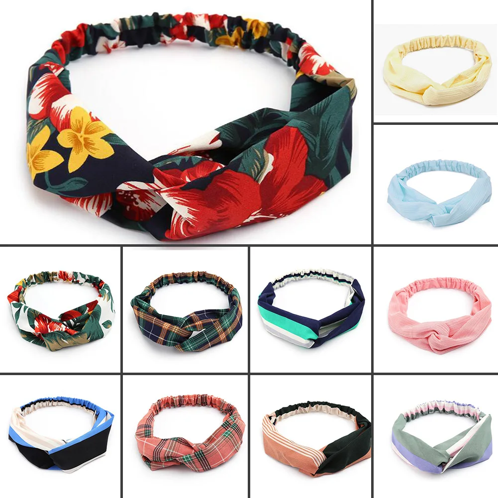 

1pc Women Vintage Headbands Retro Floral Printed Ladies Cross Hair Bands Turban Headwear Headwrap Hair Accessories Trendy 2019