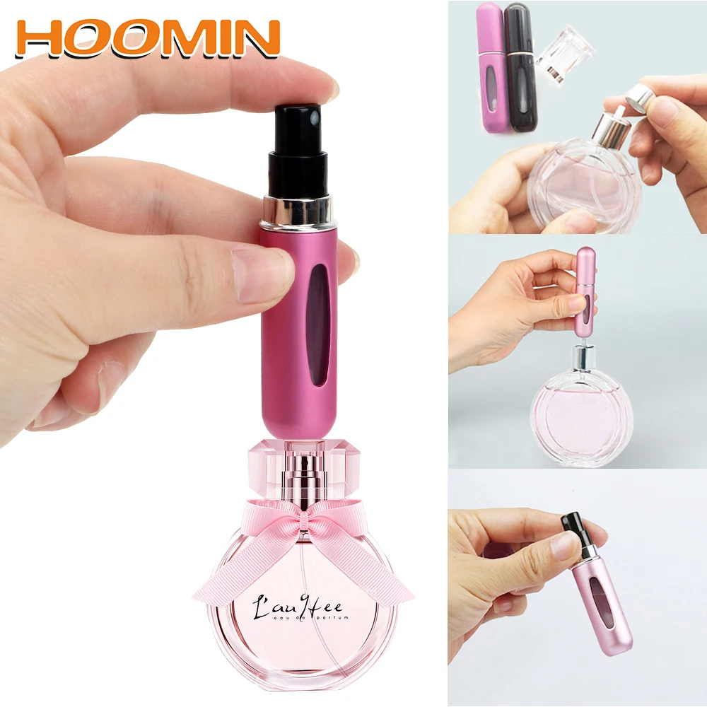  HOOMIN Spray Atomizer Refillable Perfume Spray Bottle Cosmetic Container Aluminum Mini Jar Portable