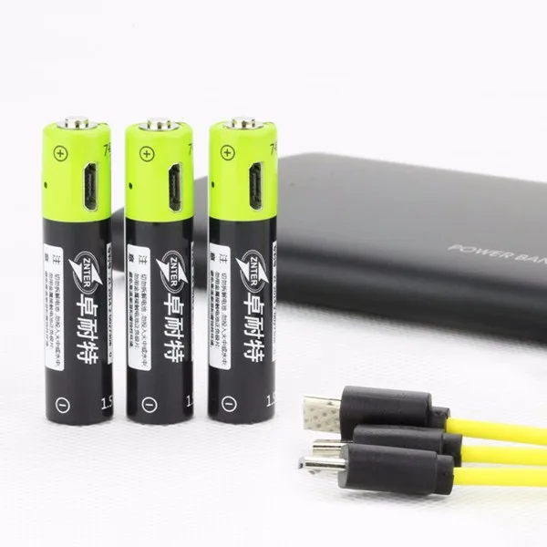 ZNTER 4 шт S17 1,5 V 400mAh USB аккумуляторная AAA Lipo батарея Micro USB 10 мм* 45 мм