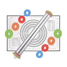 17 дюймов Кухонные весы из нержавеющей стали Скалка+ тестомес мат набор инструментов