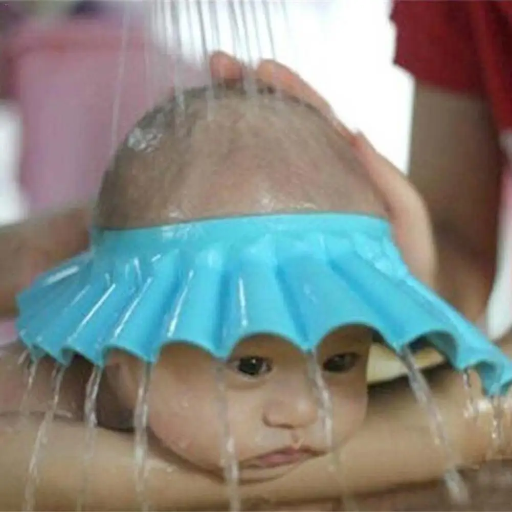 

Waterproof Shampoo Caps Bathing Bath Protect Soft Cap Wash Head Baby Newborn Shower Folding Adjustable Cap Hat