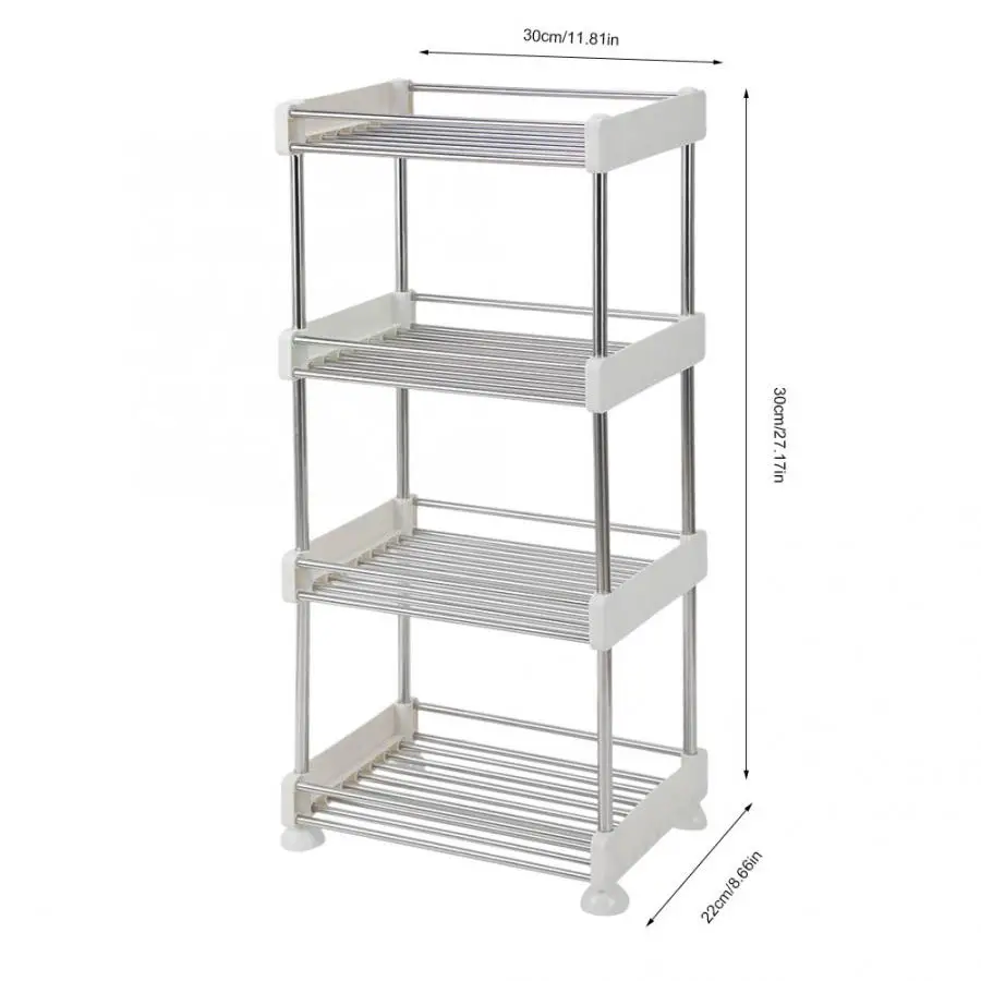 Простой Большой Четырехслойный кухонный стеллаж из нержавеющей стали можно поворачивать стойку кухонная Ванная Комната Хранение Стойки