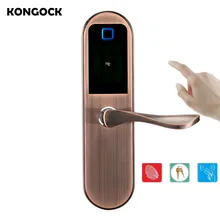 Keyless digital Fingerprint smart door lock, RFID Card access and emergency mechanical key unlocking