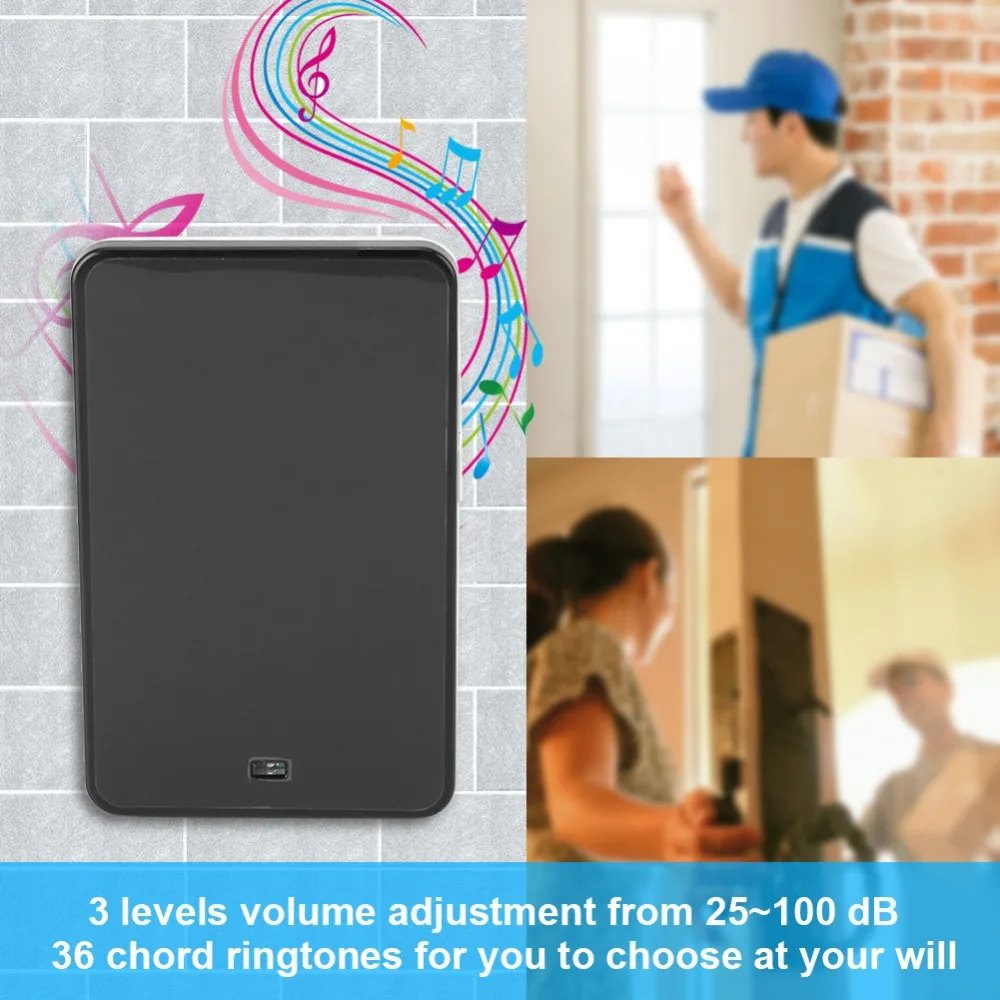 

Wireless Doorbell Touch Button 1 Transmitter + 2 Receivers Home Alarm Calling System 2019 New