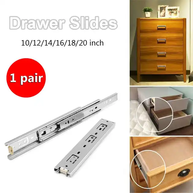 2pcs 10 24 Keyboard Cabinet Cupboard Drawer Runners Ball Bearing