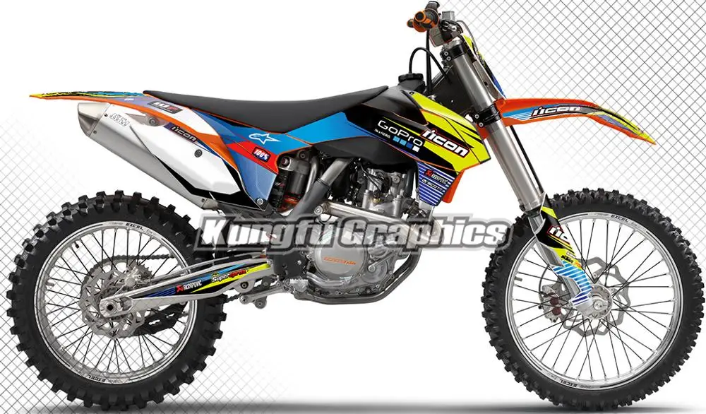 KUNGFU GRAPHICS Motocross Supercross Racing Stickers Kit Decor for 125 150 250 300 350 450 SX SXF SX-F XC XCF XC-F 2013 2014 | Автомобили
