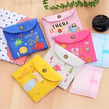 

Women Diaper Sanitary Napkin Storage Bag Canvas Sanitary Pads Package Bags Small Travel Organizer Credit Card pouch Case