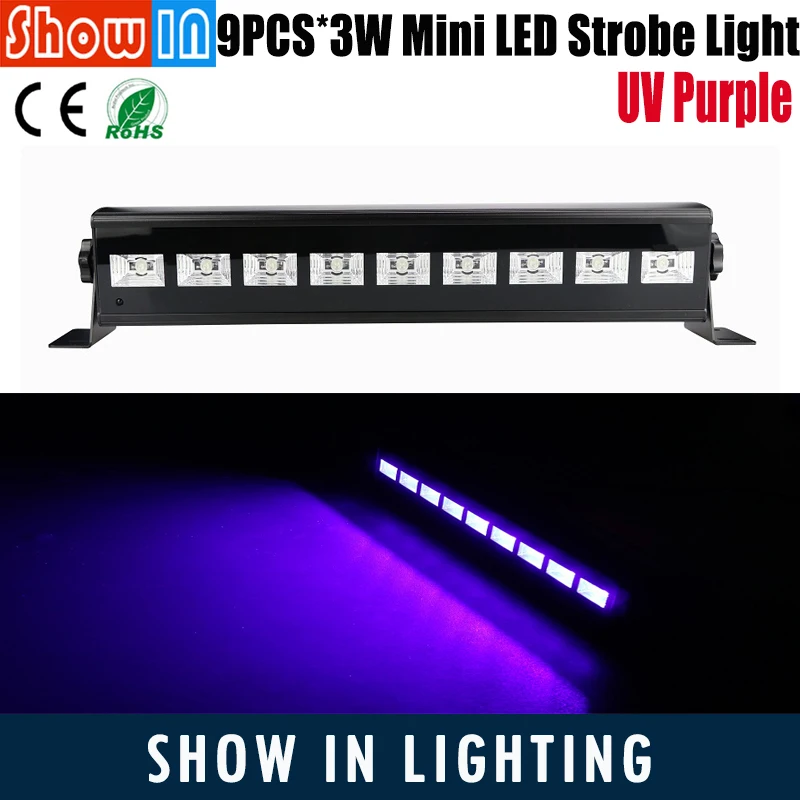 9PCS*3W Mini UV Purple LED Strobe Light Remote DMX512 Luces DJ Disko
