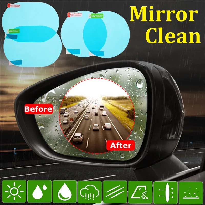 1Set Clear Car Mirror Protective Film Waterproof Antifog Antiglare Car