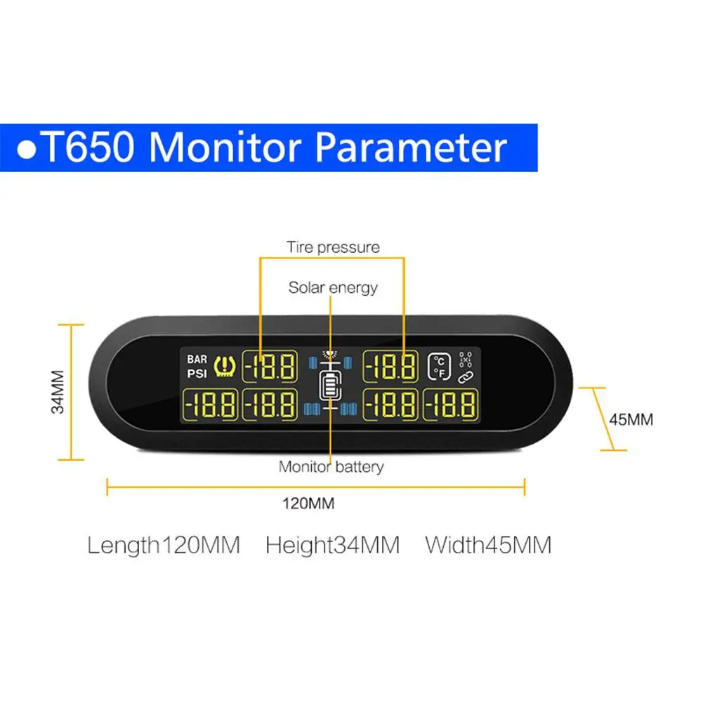  Sistema de control de presión de neumáticos USB TPMS LCD Universal sistema de alarma 6 sensores ext